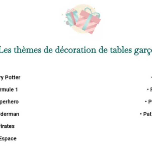 Thèmes décoration de table garçon